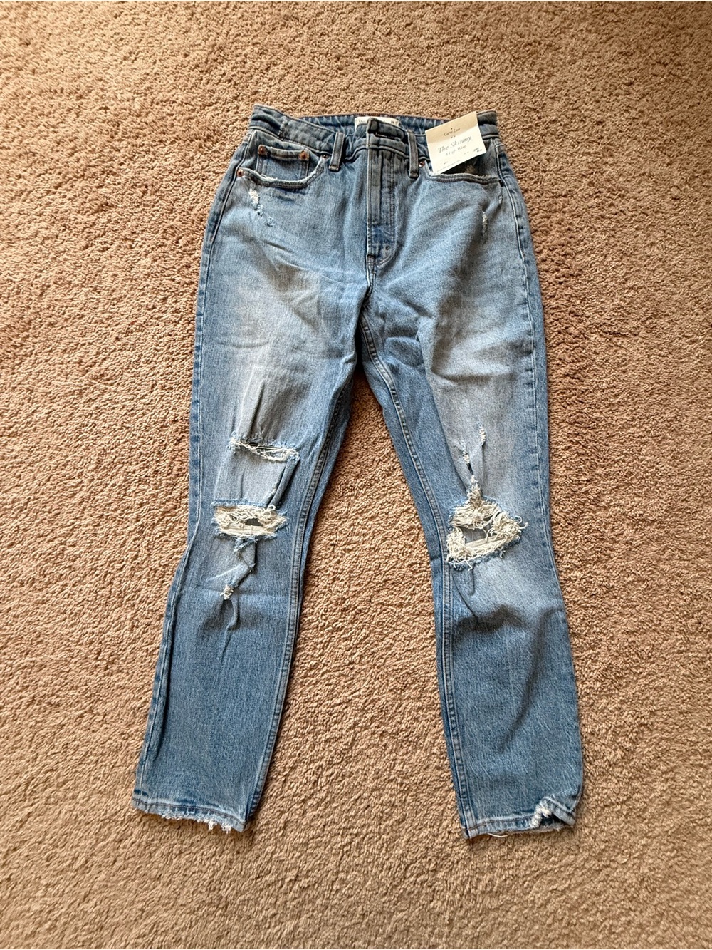 Abercrombie & Fitch Men’s Skinny Distressed Jeans - Light Blue